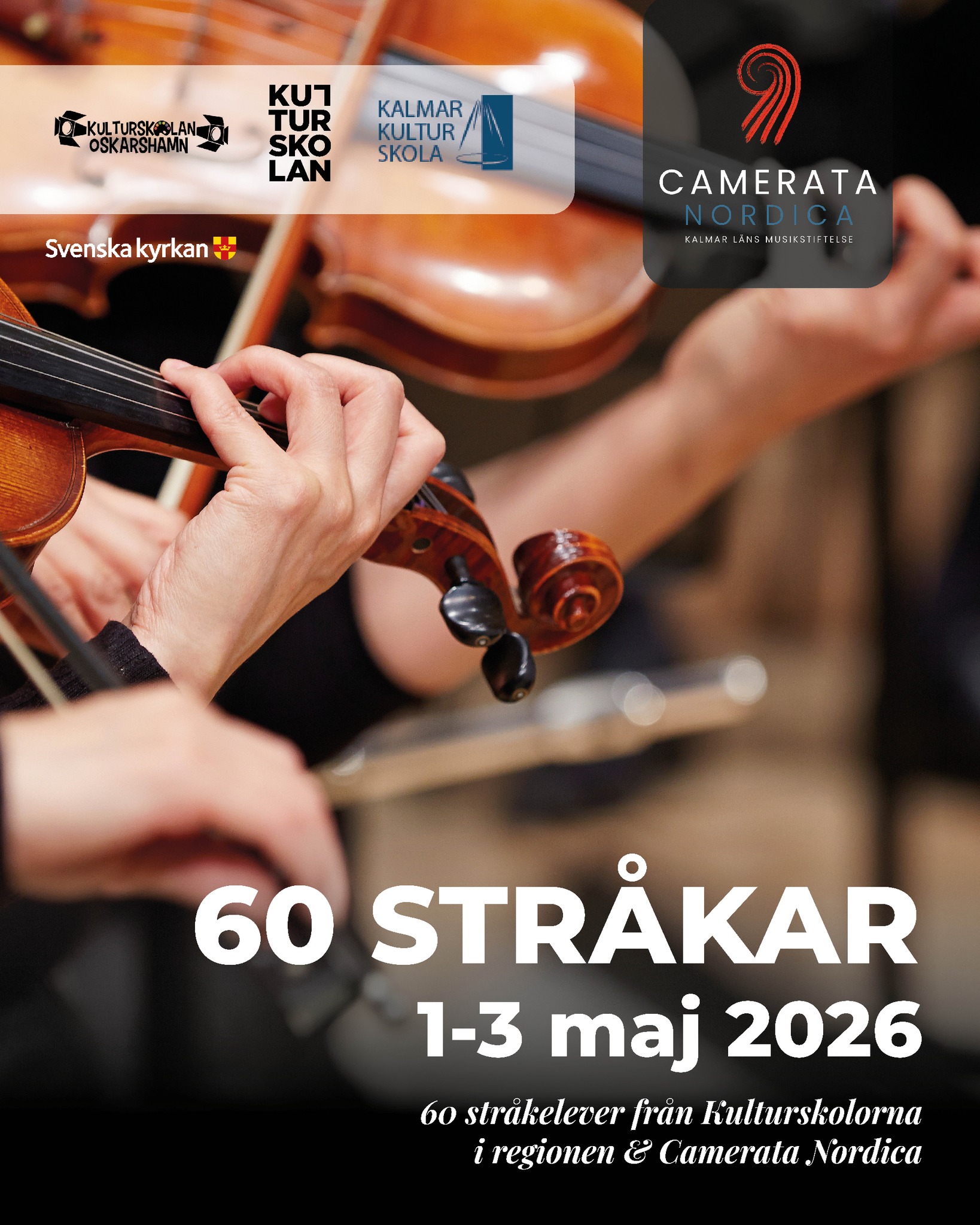 🎻 A special celebration with the next generation of musicians!
📍 1–3 May Oskarshamn, Rockneby & Västervik
YLO and LSO join Camerata Nordica in a program full of surprises, from Vivaldi and Sibelius to Bartók and Swedish folk traditions.
A festive farewell to Torbjörn Westman, who appears as soloist on the nyckelharpa.
🎟️ Free entrance
ℹ️ cameratanordica.com